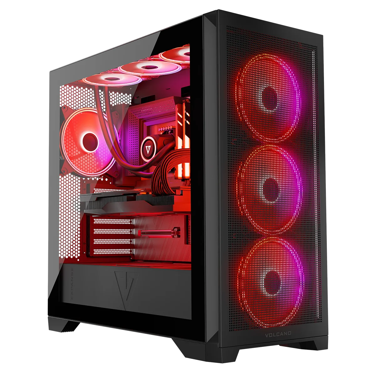 Here it is - the source of gaming... Volcano Expanse Apex ARGB Midi computer case. Because what would a real gaming computer be without a housing in which all the components can be mounted with the utmost convenience and precision? Plus, without any of the quirks found in new housings - here you will find a classic with a modern twist. There are plenty of practical solutions for powerful gaming computers - there is an easily removable front filter and one under the power supply, it is possible to install a frame for three additional fans instead of a cable organizer, and there is plenty of space for gaming components and great air circulation. When looking for the best solutions, it is good to go back to the source.