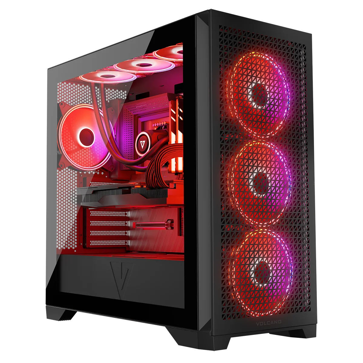 Oto ono - źródło gamingu… obudowa komputerowa Volcano Expanse Apex ARGB Midi. Bo czymże byłby prawdziwy komputer dla graczy bez obudowy w której można z najwyższą wygodą i precyzją zamontować wszystkie komponenty? Do tego bez żadnych udziwnień występujących w nowych obudowach – tu znajdziesz klasykę w nowoczesnym wydaniu. Pełno tu praktycznych rozwiązań dla potężnych gamingowych komputerów – jest łatwo demontowalny filtr frontowy i pod zasilaczem, jest możliwość montażu ramki na trzy dodatkowe wentylatory w miejsce organizera na przewody, do tego mnóstwo miejsca na gamingowe komponenty i świetny obieg powietrza. Poszukując najlepszych rozwiązań, dobrze jest wrócić do źródła.