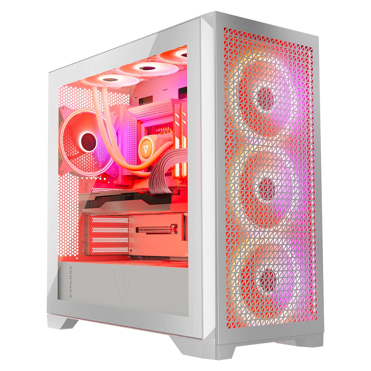 Oto ono - źródło gamingu… obudowa komputerowa Volcano Expanse Apex ARGB Midi. Bo czymże byłby prawdziwy komputer dla graczy bez obudowy w której można z najwyższą wygodą i precyzją zamontować wszystkie komponenty? Do tego bez żadnych udziwnień występujących w nowych obudowach – tu znajdziesz klasykę w nowoczesnym wydaniu. Pełno tu praktycznych rozwiązań dla potężnych gamingowych komputerów – jest łatwo demontowalny filtr frontowy i pod zasilaczem, jest możliwość montażu ramki na trzy dodatkowe wentylatory w miejsce organizera na przewody, do tego mnóstwo miejsca na gamingowe komponenty i świetny obieg powietrza. Poszukując najlepszych rozwiązań, dobrze jest wrócić do źródła.