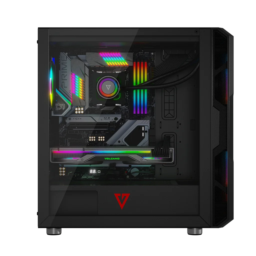 MODECOM Amirani to obudowa w standardzie ATX o szerokiej funkcjonalności. Front obudowy z siatki mesh oraz dwa 200 mm wentylatory z podświetleniem ARGB zapewniają doskonałe chłodzenie rozgrzanym komponentom. Aby przepływ powietrza był jeszcze lepszy, fabrycznie zamontowany został również jeden wentylator 120 mm z tyłu obudowy. Obudowa jednakże daje użytkownikowi wiele możliwości innej aranżacji chłodzenia. Przedni panel umożliwia zamontowanie trzech wentylatorów 120 mm w miejsce fabrycznych lub dwóch 140 mm. Natomiast na panelu górnym można zainstalować we własnym już zakresie, kolejne dwa wentylatorów o średnicy 120 mm lub 140 mm. Opcjonalnie istnieje również możliwość montażu dwóch dodatkowych wentylatorów na pokrywie tunelu kryjącego zasilacz oraz koszyk HDD wewnątrz obudowy.