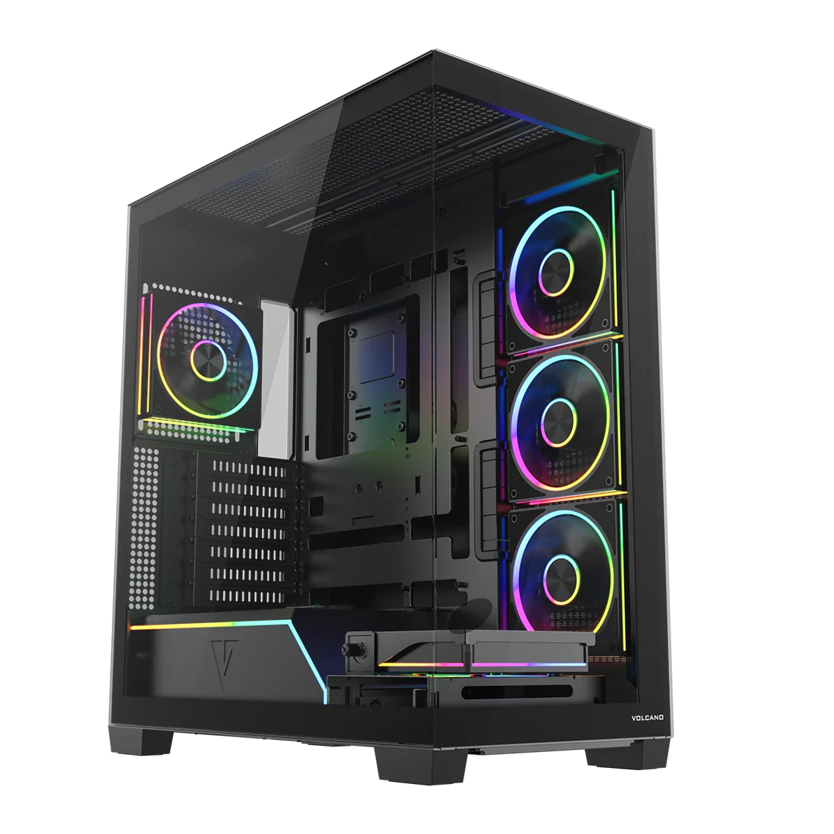 <p>Jeżeli marzysz o komputerze, który zachwyca zarówno wydajnością, jak i wyglądem, MODECOM Volcano Stellar Plus ARGB Midi 5F jest stworzona właśnie dla Ciebie. Dzięki atrakcyjnej dla oka konstrukcji typu akwarium z hartowanym szkłem na froncie i boku, każdy detal Twojego sprzętu będzie w pełni widoczny, co pozwala cieszyć się nie tylko jego mocą, ale też estetyką wnętrza komputera. Twoje kluczowe komponenty, takie jak procesor czy karta graficzna, pozostają zawsze w zasięgu wzroku, będąc wizytówką komputera. Jeśli nie obca Ci konstrukcja obudowy Volcano Stellar, to wiedz że wersja „Plus” oferuje więcej przestrzeni za płytą główną względem swego starszego brata, dzięki czemu uporządkowanie przewodów staje się prostsze, a wnętrze wygląda jeszcze schludniej i profesjonalniej. Chcesz mieć pewność, że podzespoły zawsze będą odpowiednio chłodzone? Specjalna, składana ramka na wentylator kieruje strumień powietrza bezpośrednio na najgorętsze komponenty, co zapewnia stabilną temperaturę nawet podczas najdłuższych sesji gamingowych. Fabrycznie zainstalowane wentylatory ARGB (a jest ich tu pięć), w tym trzy z odwróconymi łopatkami, gwarantują optymalne chłodzenie i możliwość pełnej personalizacji podświetlenia. Pasek LED ARGB na tunelu zasilacza podkreśla styl Twojego komputera i dodaje efektu „wow”. Obudowa oferuje przestrzeń na długie karty graficzne, dyski twarde oraz chłodzenie wodne do 360 mm, dzięki czemu możesz tworzyć wymarzone konfiguracje bez kompromisów. Na górnym panelu I/O znajdziesz szybki dostęp do USB 3.0 i USB-C, a opcja montażu płyt BTF z odwróconymi złączami zapewnia pełną kompatybilność z różnymi komponentami, zmniejszając ilość przewodów w zasięgu wzroku. Wybierając MODECOM Volcano Stellar Plus ARGB Midi 5F, zyskujesz niezawodną, funkcjonalną i efektowną obudowę, która nie tylko zadba o chłodzenie Twojego sprzętu, ale także stanie się prawdziwą ozdobą Twojego biurka.</p>