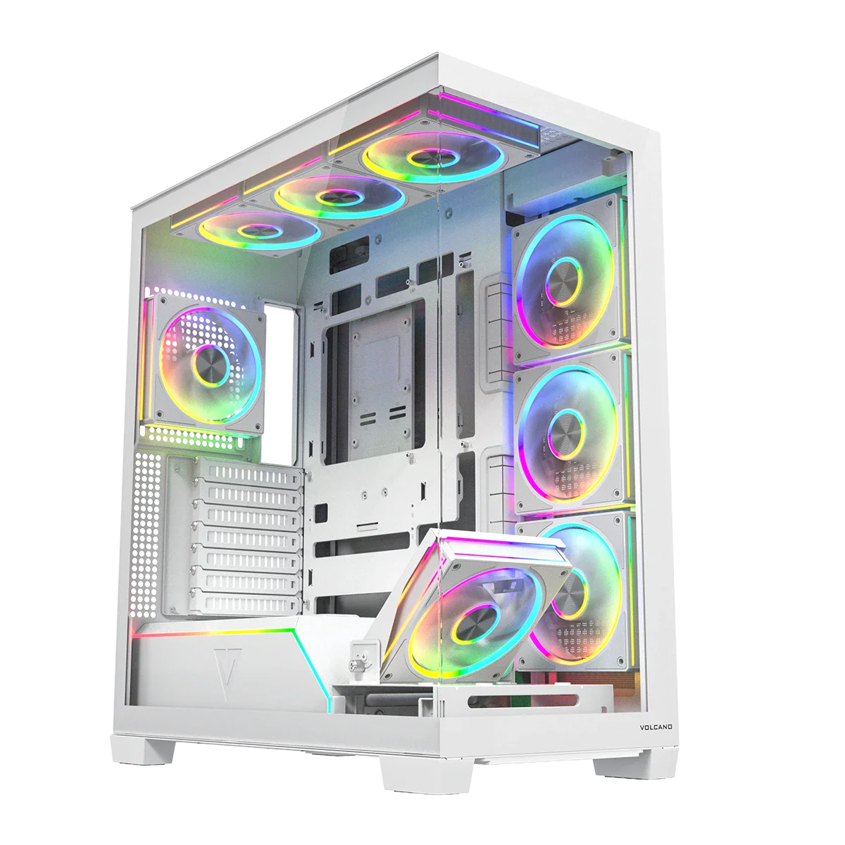 <p>Jeżeli marzysz o komputerze, który zachwyca zarówno wydajnością, jak i wyglądem, MODECOM Volcano Stellar Plus ARGB Midi 8F jest stworzona właśnie dla Ciebie. Dzięki atrakcyjnej dla oka konstrukcji typu akwarium z hartowanym szkłem na froncie i boku, każdy detal Twojego sprzętu będzie w pełni widoczny, co pozwala cieszyć się nie tylko jego mocą, ale też estetyką wnętrza komputera. Twoje kluczowe komponenty, takie jak procesor czy karta graficzna, pozostają zawsze w zasięgu wzroku, będąc wizytówką komputera. <br>Jeśli nie obca Ci konstrukcja obudowy MODECOM Volcano Stellar, to wiedz że wersja „Plus” oferuje więcej przestrzeni za płytą główną względem swego starszego brata, dzięki czemu uporządkowanie przewodów staje się prostsze, a wnętrze wygląda jeszcze schludniej i profesjonalniej. Chcesz mieć pewność, że podzespoły zawsze będą odpowiednio chłodzone? Specjalna, składana ramka na wentylator kieruje strumień powietrza bezpośrednio na najgorętsze komponenty, co zapewnia stabilną temperaturę nawet podczas najdłuższych sesji gamingowych. Fabrycznie zainstalowane wentylatory ARGB (a jest ich aż osiem), w tym trzy z odwróconymi łopatkami, gwarantują optymalne chłodzenie i możliwość pełnej personalizacji podświetlenia. Pasek LED ARGB na tunelu zasilacza podkreśla styl Twojego komputera i dodaje efektu „wow”. Obudowa oferuje przestrzeń na długie karty graficzne, dyski twarde oraz chłodzenie wodne do 360 mm, dzięki czemu możesz tworzyć wymarzone konfiguracje bez kompromisów. Na górnym panelu I/O znajdziesz szybki dostęp do USB 3.0 i USB-C, a opcja montażu płyt BTF z odwróconymi złączami zapewnia pełną kompatybilność z różnymi komponentami, zmniejszając ilość przewodów w zasięgu wzroku. <br>Wybierając MODECOM Volcano Stellar Plus ARGB Midi 8F, zyskujesz niezawodną, funkcjonalną i efektowną obudowę, która nie tylko zadba o chłodzenie Twojego sprzętu, ale także stanie się prawdziwą ozdobą Twojego biurka.</p>